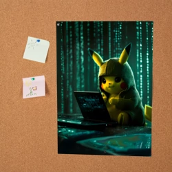 Постер Пикачу хакер в матрице - фото 2