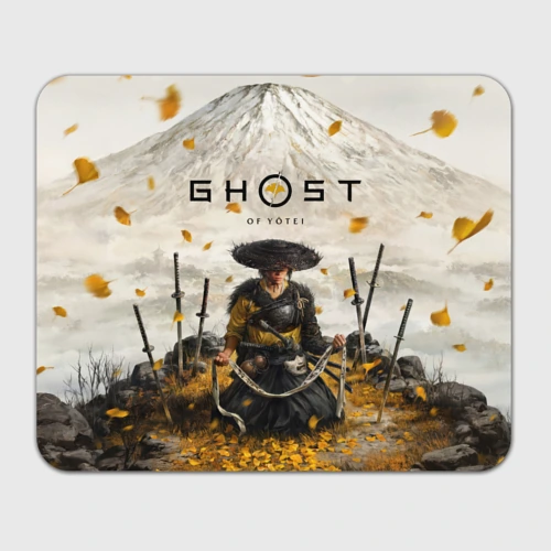 Прямоугольный коврик для мышки Ацу на фоне горы Ghost of Yotei