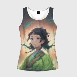 Женская майка 3D Маомао на фоне облаков