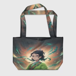 Пляжная сумка 3D Маомао на фоне облаков