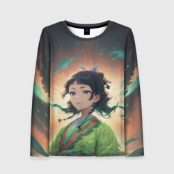 Женский лонгслив 3D Маомао на фоне облаков