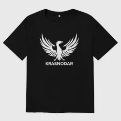 Женская футболка хлопок Oversize Краснодар и птица