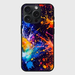 Чехол силиконовый для Apple iPhone 15 Pro Мax матовый Абстракция взрыв красок тёмно-синий