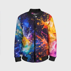 Детский бомбер 3D Абстракция взрыв красок тёмно-синий