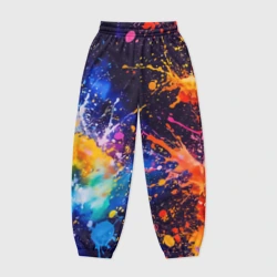 Женские джоггеры оверсайз 3D Абстракция взрыв красок тёмно-синий