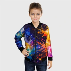 Детский бомбер 3D Абстракция взрыв красок тёмно-синий - фото 2