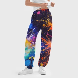 Женские джоггеры оверсайз 3D Абстракция взрыв красок тёмно-синий - фото 2