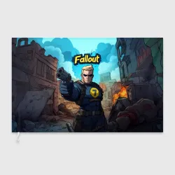 Флаг 3D Fallout смотритель с пистолетом