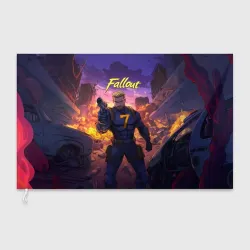 Флаг 3D Fallout седьмой на фоне взрывов 