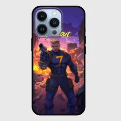 Чехол для iPhone 13 Pro Fallout седьмой на фоне взрывов 