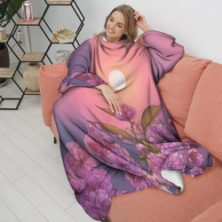 Плед с рукавами Розовый акварельный закат - фото 2