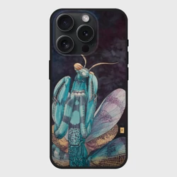 Чехол силиконовый для Apple iPhone 15 Pro матовый Акварельный богомол