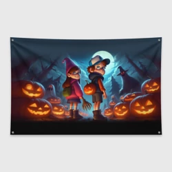 Флаг-баннер Диппер с Мэйбл в ночь на хэллоуин