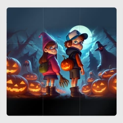 Магнитный плакат 3Х3 Диппер с Мэйбл в ночь на хэллоуин