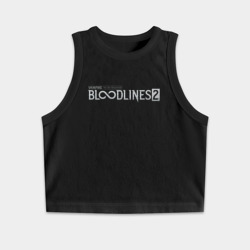 Женская укороченная майка-топ хлопок Vampire the masquerade bloodlines 2 logo