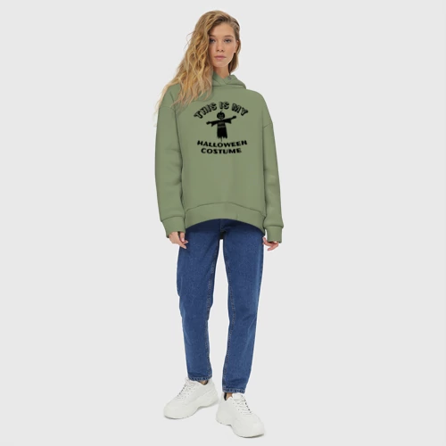 Женское худи Oversize хлопок Это мой хэлоуин костюм с пугалом - фото 6