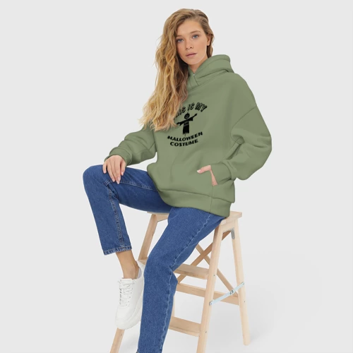 Женское худи Oversize хлопок Это мой хэлоуин костюм с пугалом - фото 7