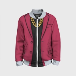 Детский бомбер 3D Малиновый пиджак - новый русский 90-е с цепью