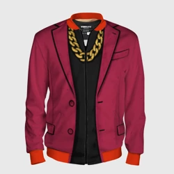 Мужской бомбер 3D Малиновый пиджак - новый русский 90-е с цепью