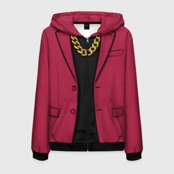 Мужская толстовка 3D на молнии Малиновый пиджак - новый русский 90-е с цепью