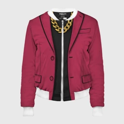 Женский бомбер 3D Малиновый пиджак - новый русский 90-е с цепью