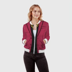 Женский бомбер 3D Малиновый пиджак - новый русский 90-е с цепью - фото 2