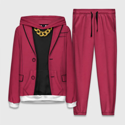 Женский костюм с толстовкой 3D Малиновый пиджак - новый русский 90-е с цепью