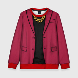 Детский свитшот 3D Малиновый пиджак - новый русский 90-е с цепью