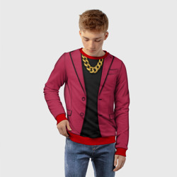 Детский свитшот 3D Малиновый пиджак - новый русский 90-е с цепью - фото 2