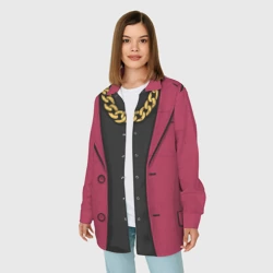Женская рубашка oversize 3D Малиновый пиджак - новый русский 90-е с цепью - фото 2