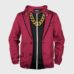 Мужская ветровка 3D Малиновый пиджак - новый русский 90-е с цепью