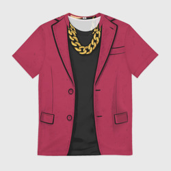 Мужская футболка 3D Малиновый пиджак - новый русский 90-е с цепью