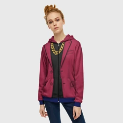 Женская толстовка 3D на молнии Малиновый пиджак - новый русский 90-е с цепью - фото 2
