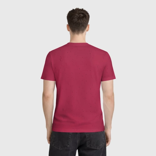 Мужская футболка 3D с принтом Малиновый пиджак - новый русский 90-е с цепью, вид сзади #2