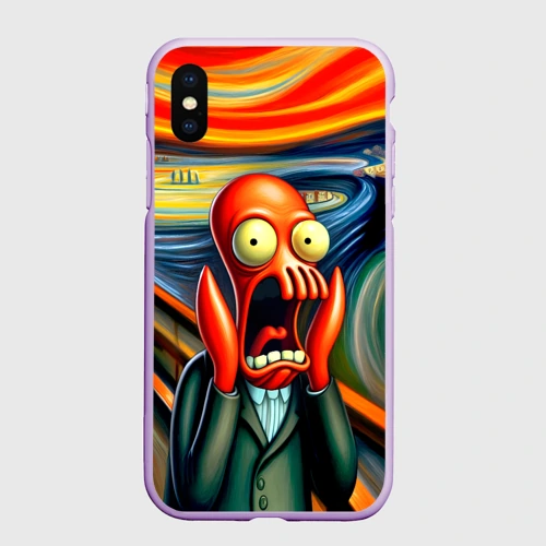 Чехол для iPhone XS Max матовый Зойдберг кричит на картине Эдварда Мунка - мем