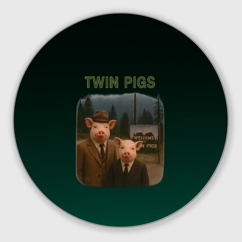 Круглый коврик для мышки Twin Pigs пародия  