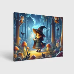 Холст прямоугольный Cute little wizard - neon glow