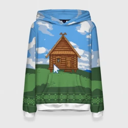 Женская толстовка 3D Славянский стиль - уродливый свитер - избушка пиксельная