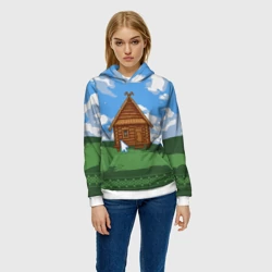 Женская толстовка 3D Славянский стиль - уродливый свитер - избушка пиксельная - фото 2