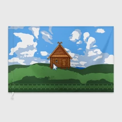 Флаг 3D Славянский стиль - уродливый свитер - избушка пиксельная