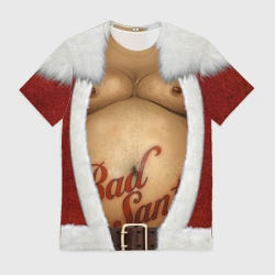 Мужская футболка 3D Костюм деда мороза на новый год