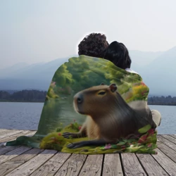 Плед 3D Капибара лежит на берегу реки - фото 2