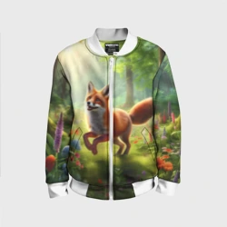 Детский бомбер 3D Russian fox in a fabulous forest