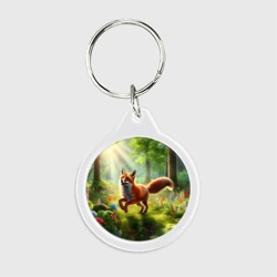 Брелок круглый Russian fox in a fabulous forest