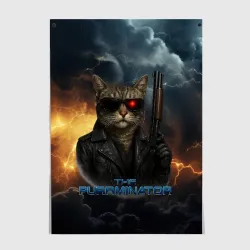 Постер The purrminator кот терминатор