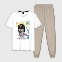Мужская пижама с белой футболкой хлопок David Bowie - Live in Tokyo '73