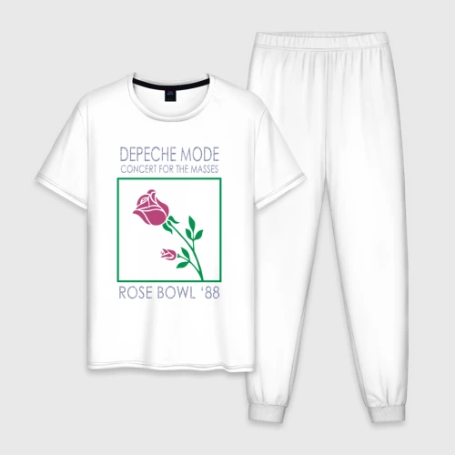 Мужская пижама с белой футболкой хлопок Depeche Mode - Rose Bowl 88