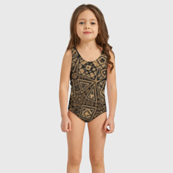 Детский купальник 3D Золотая метаморфоза на черном