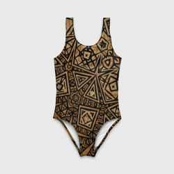 Детский купальник 3D Золотая метаморфоза на черном - фото 2