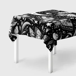 Скатерть 3D Паттерн из бабочек цветов и луны - нейроарт